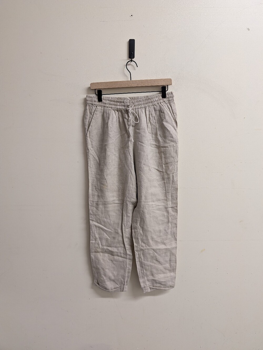 J. Crew Linen Drawstring Joggers in Light Beige Size 10
